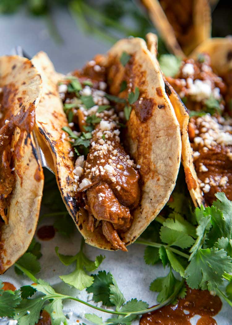 Mole-Inspired Pork Tacos with Spiced Chocolate Sauce