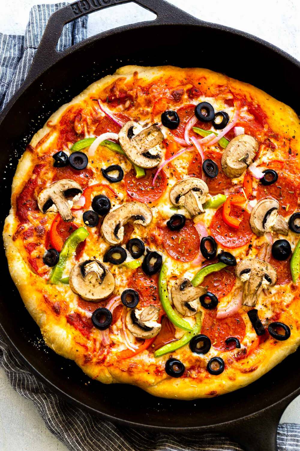 Iron Oven Roasted Pepperoni and Mushroom Pizza
