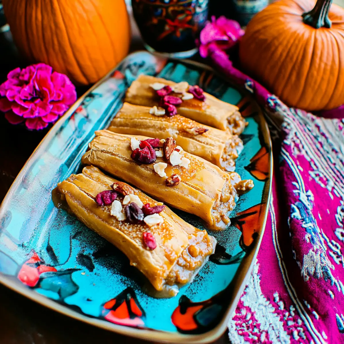 Spiced Pumpkin Tamales with Ancho Chile Sauce