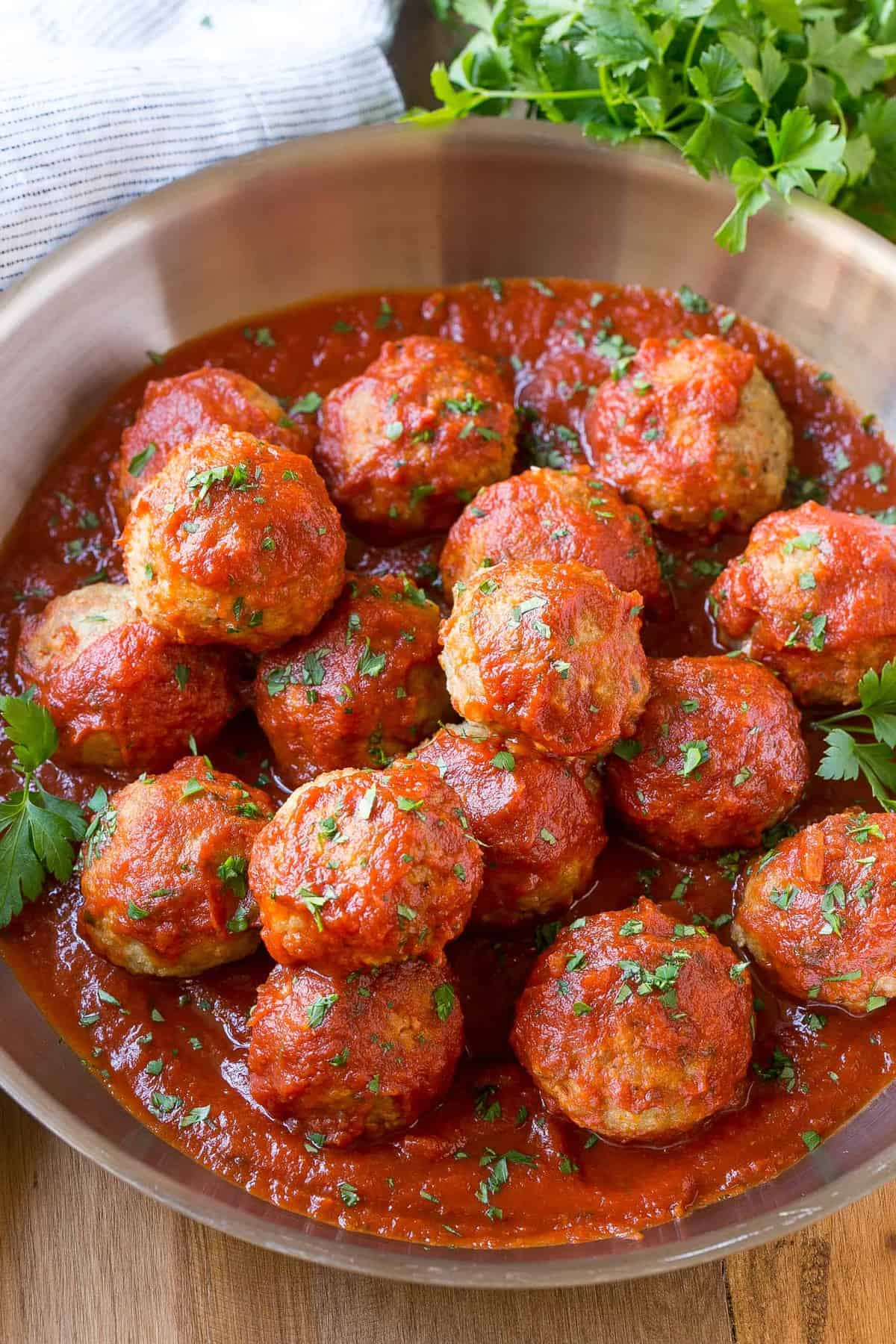 Oven-Baked Italian-Style Turkey Meatballs with Tomato Herb Sauce