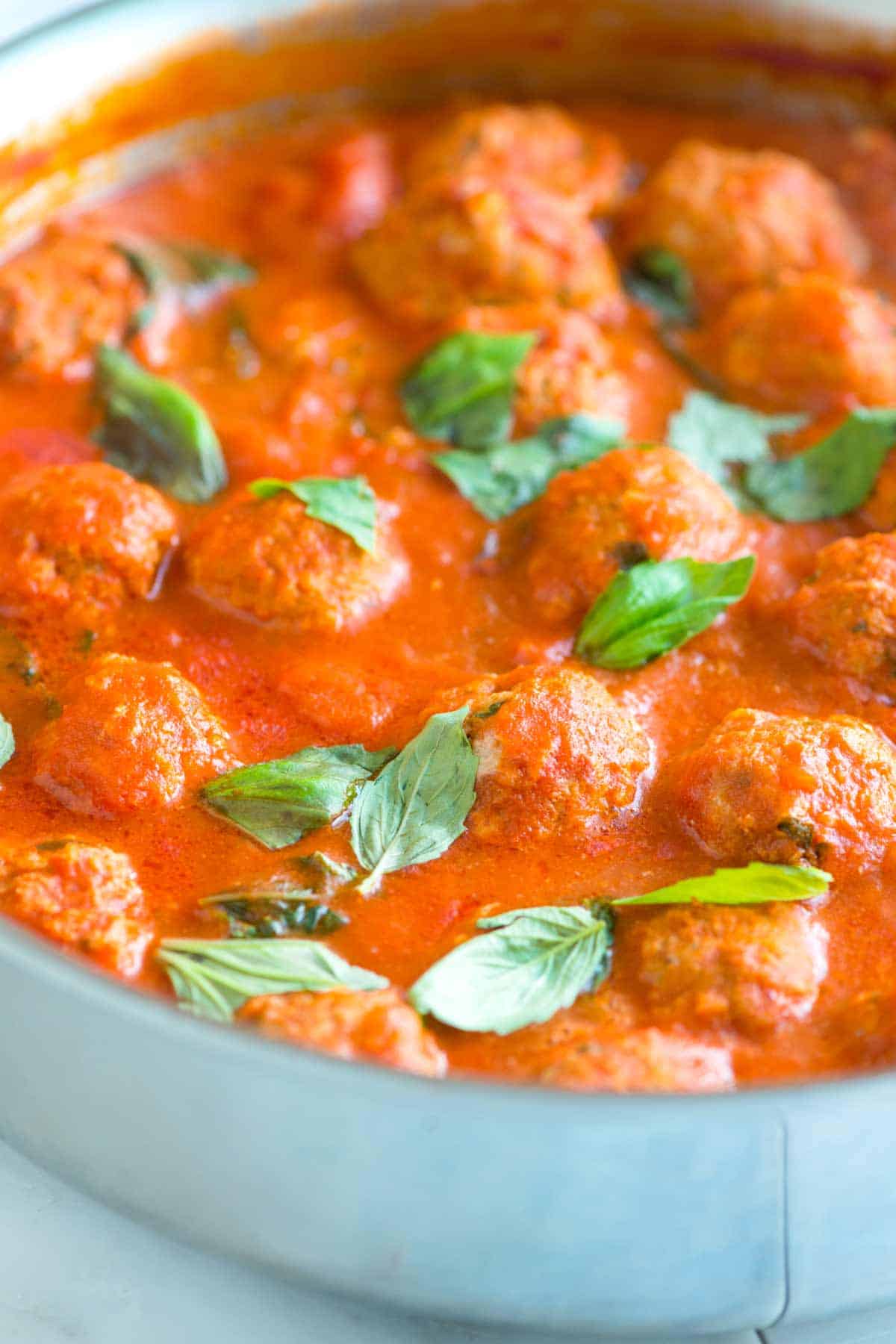 Oven-Baked Turkey Meatballs with Tomato Basil Sauce