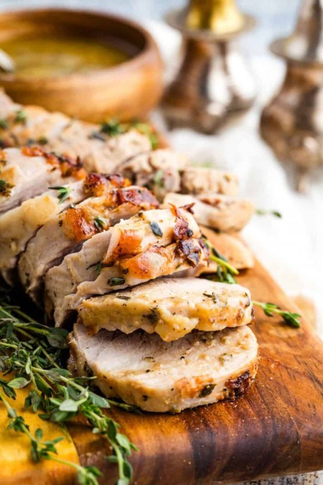 Maple-Bourbon Glazed Roasted Pork Tenderloin