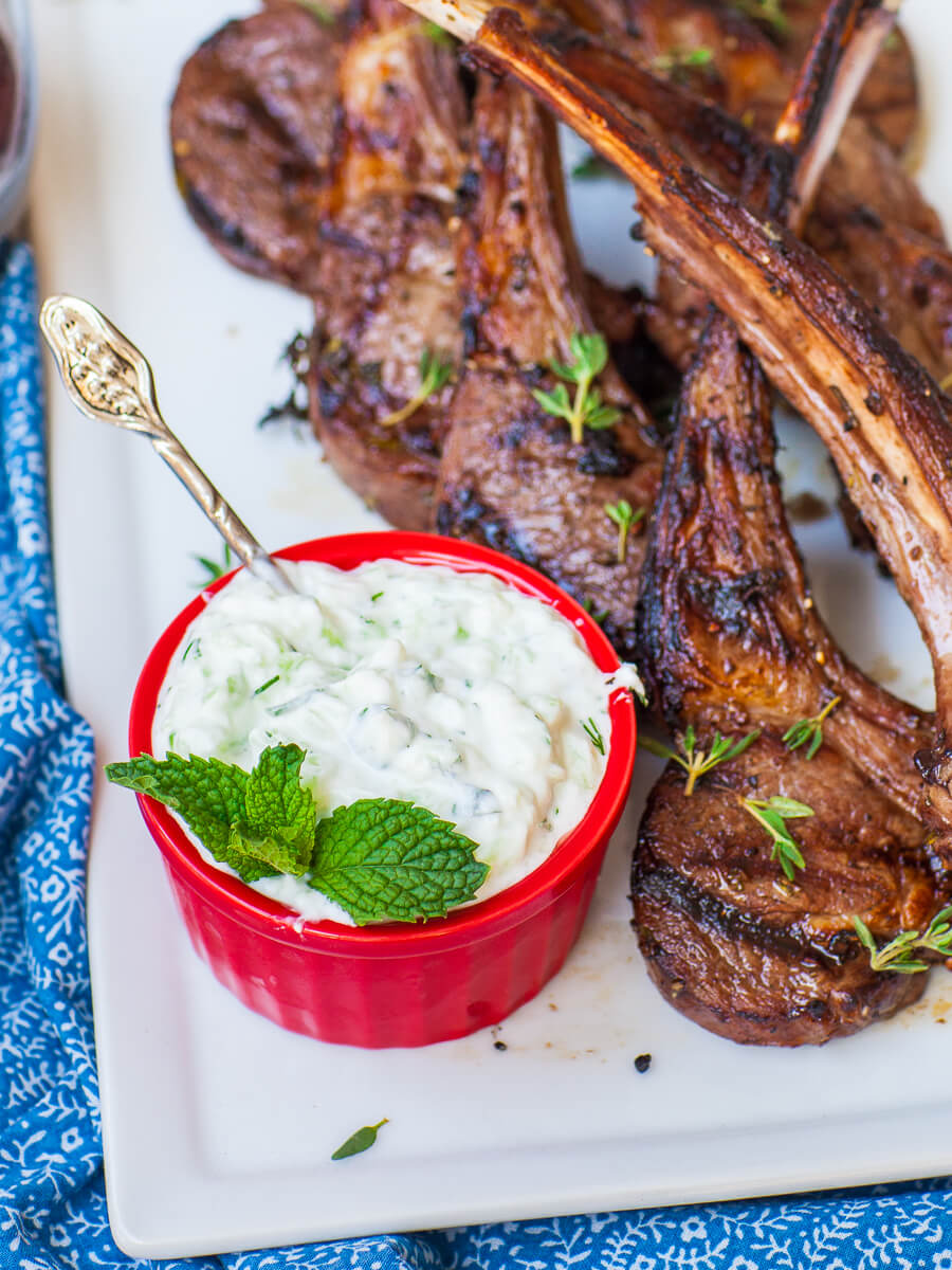 Grilled Citrus-Herb Lamb Chops with Tzatziki