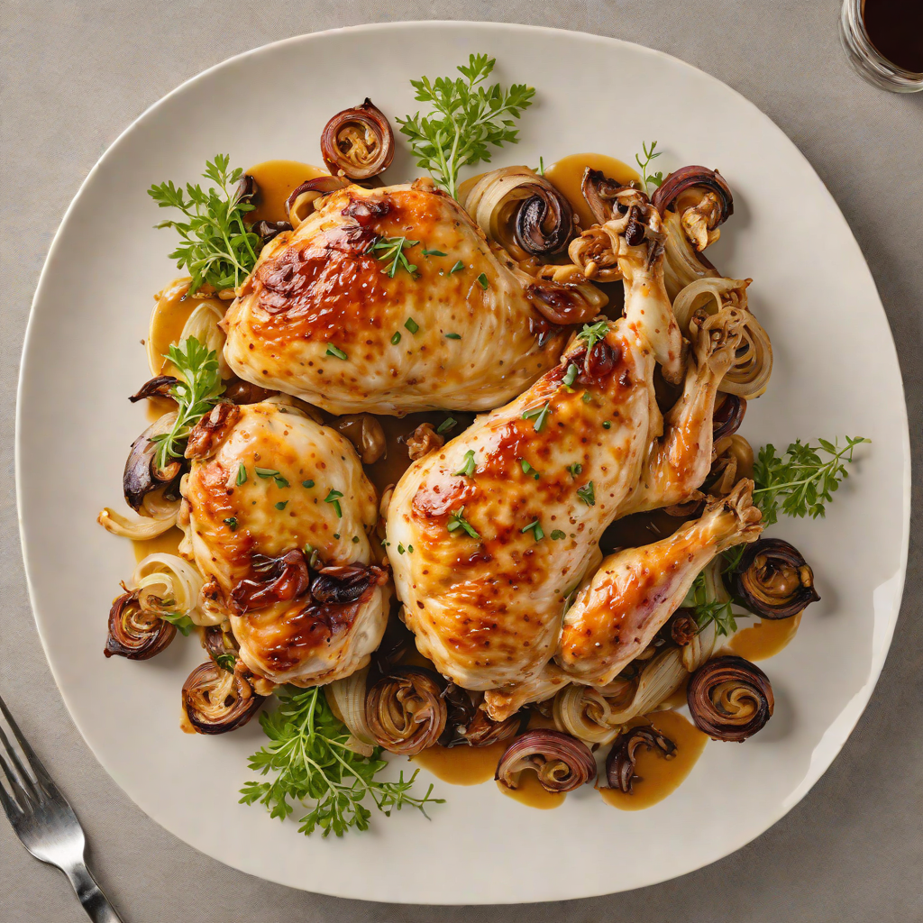 Pan-Roasted Chicken with Caramelized Onions and Mustard Sauce
