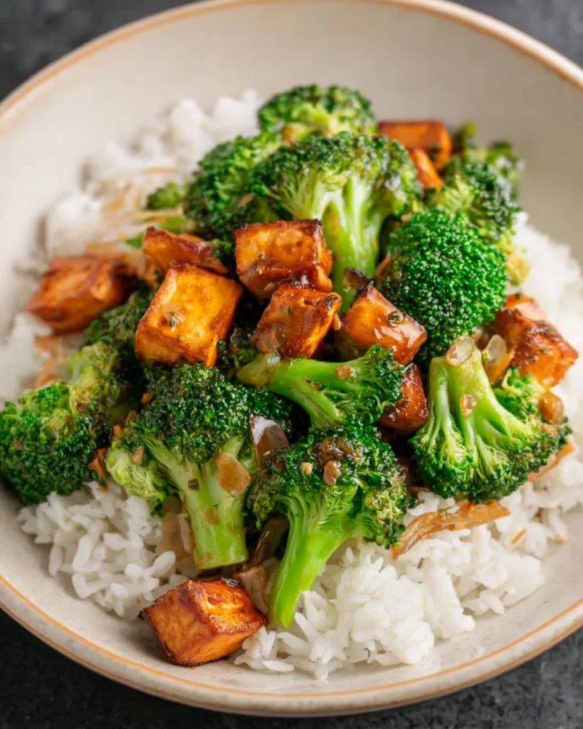 Stir-Fried Tofu and Broccoli in Simple Ginger Soy Sauce