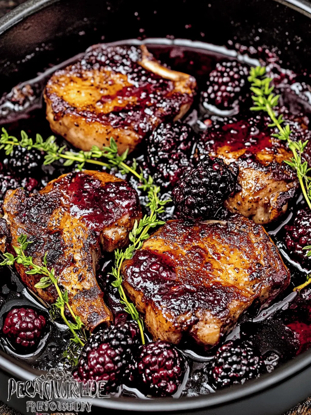 Woodfire-Grilled Bourbon-Blackberry Pork Chops