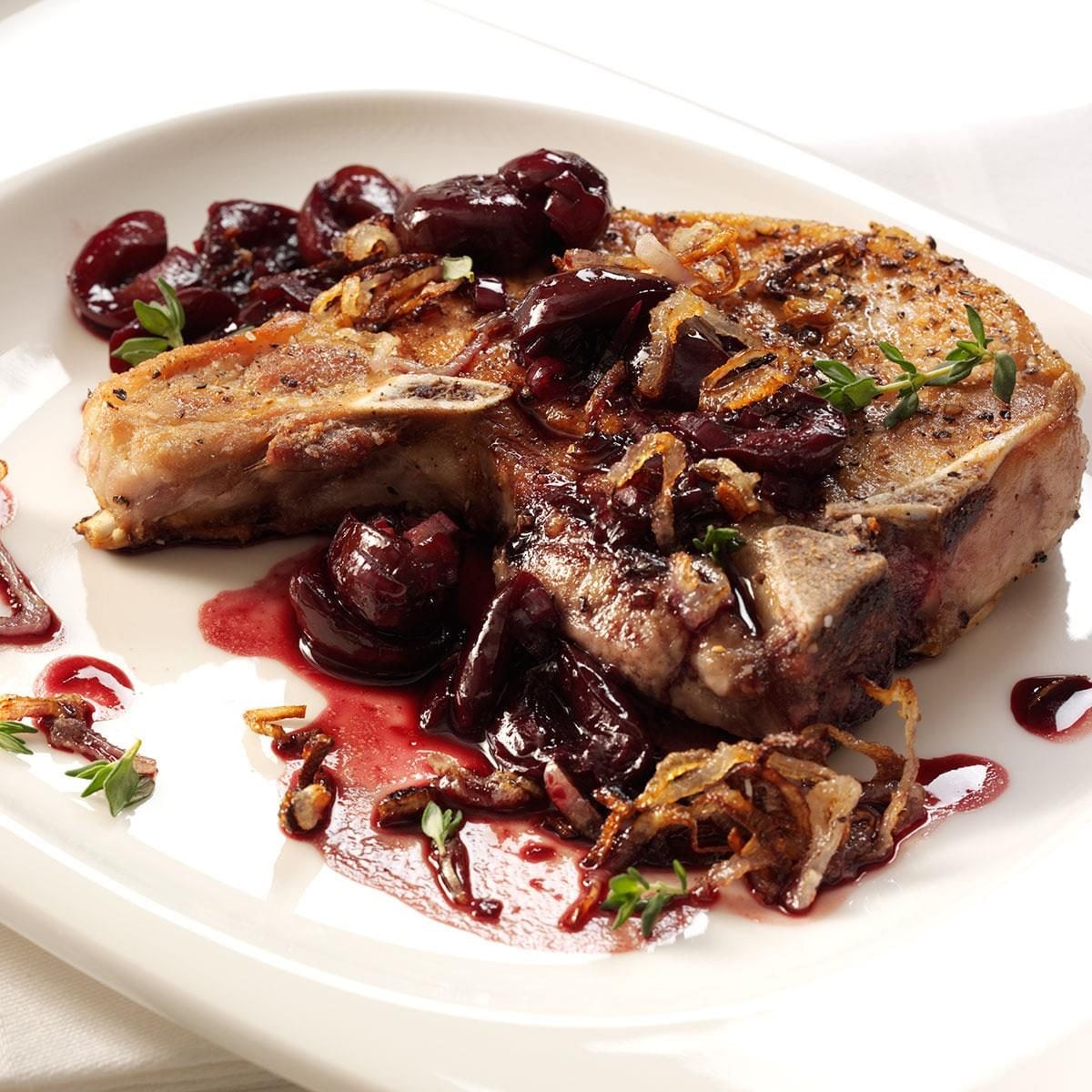 Sautéed Pork Chops with Sour Cherry Compote