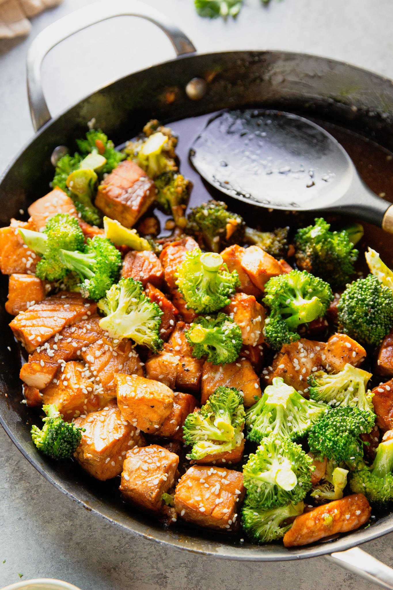 Ginger-Soy Glazed Salmon with Sesame Broccoli Stir Fry
