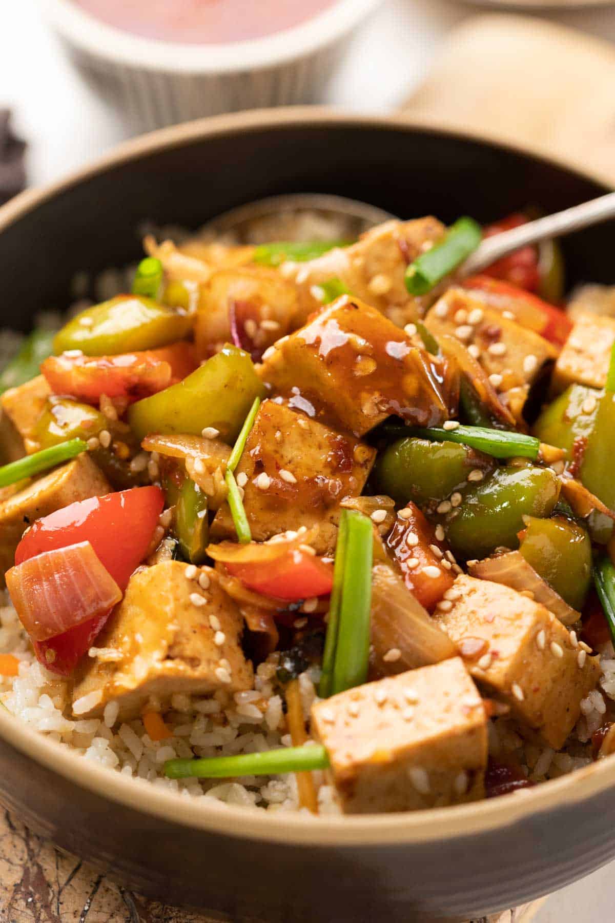 Stir-Fried Tofu with Sweet Chili and Crunchy Vegetables