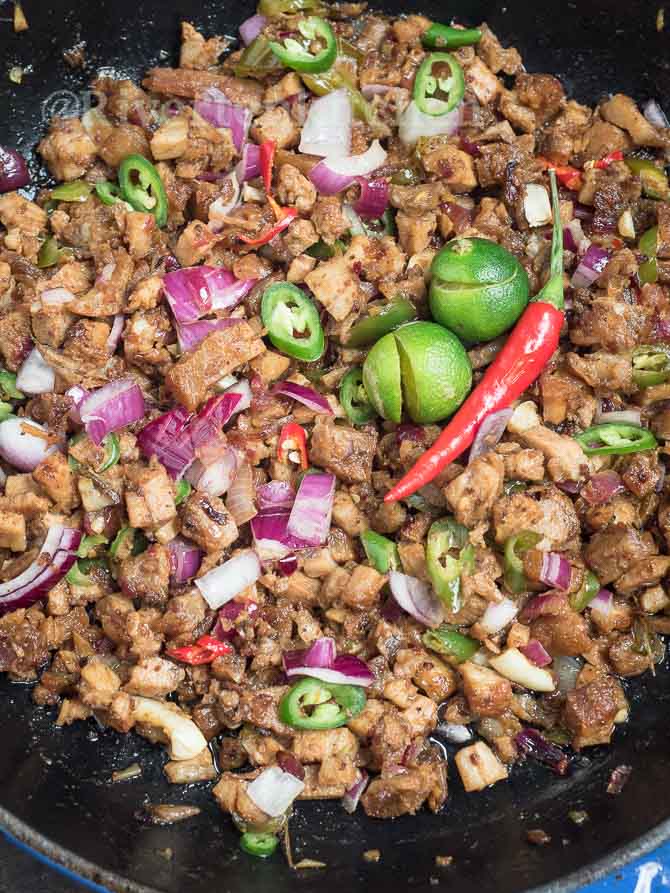 Pan-Fried Pork Belly Sisig with Chili and Onions