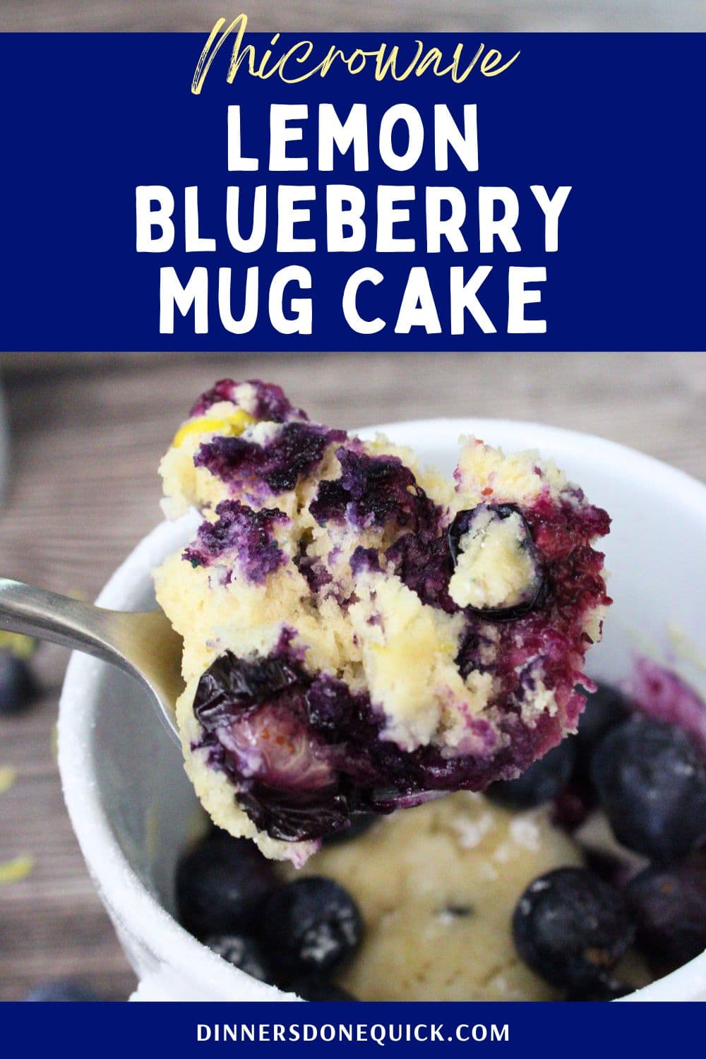 Microwaved Lemon Mug Cake with Blueberry Compote