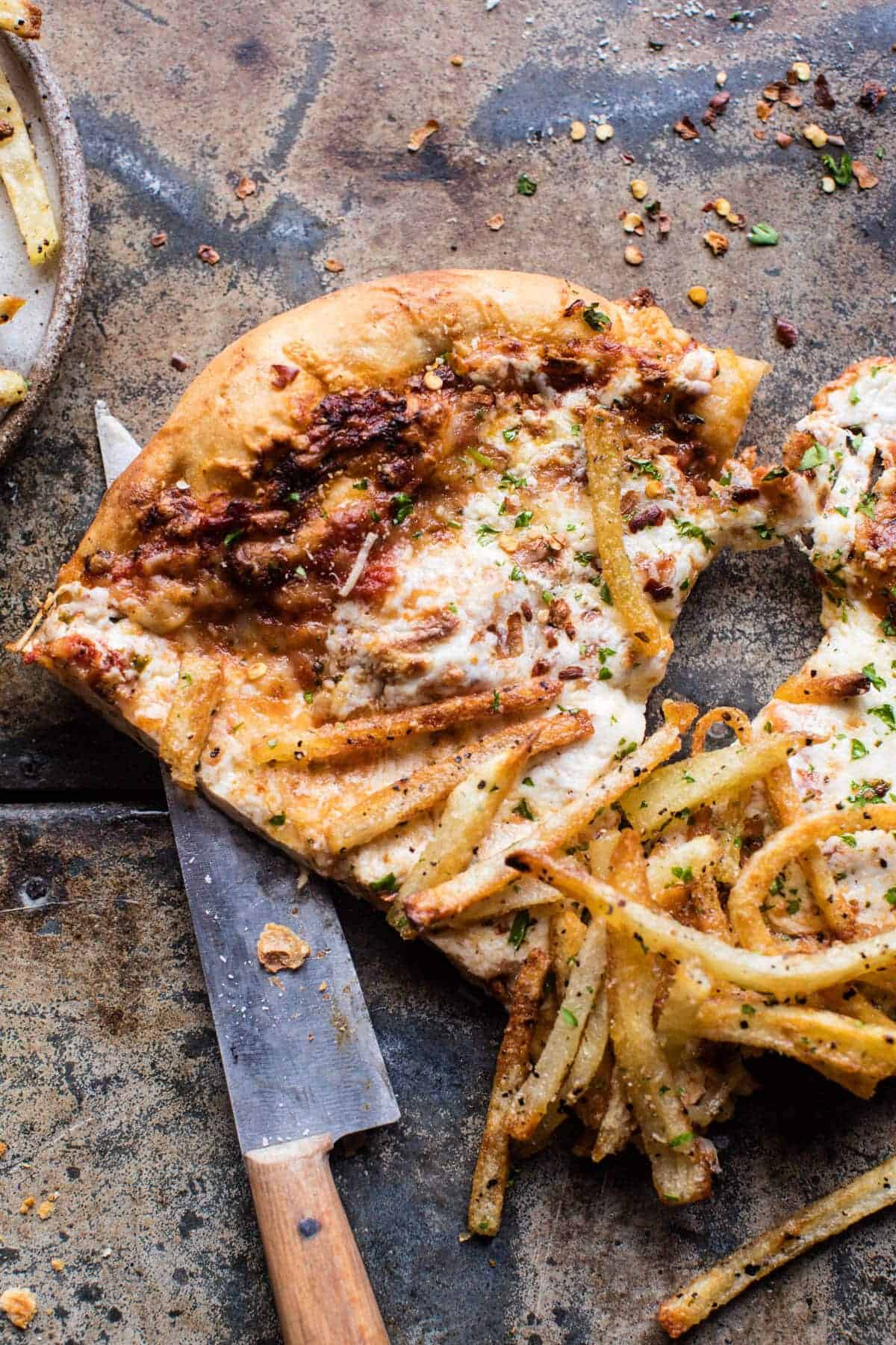 French Fry Pizza Bake with Mozzarella and Pepperoni