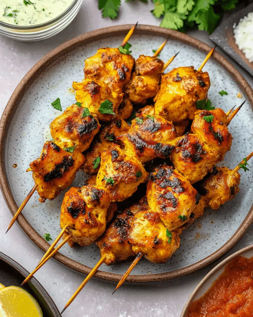 Tandoori-Spiced Chicken Skewers with Mint Yogurt Sauce
