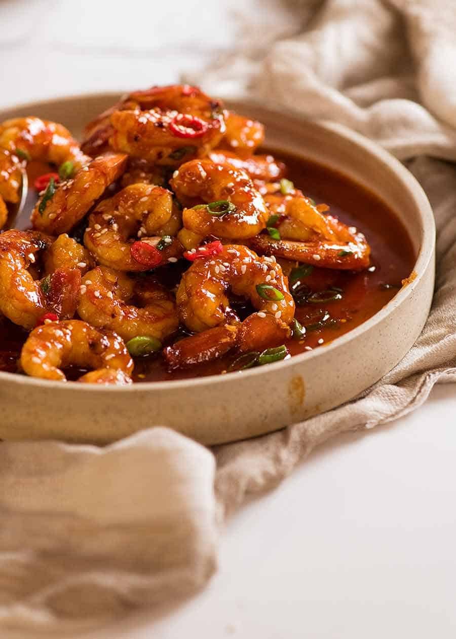 Chili Garlic Prawns with Turmeric Rice