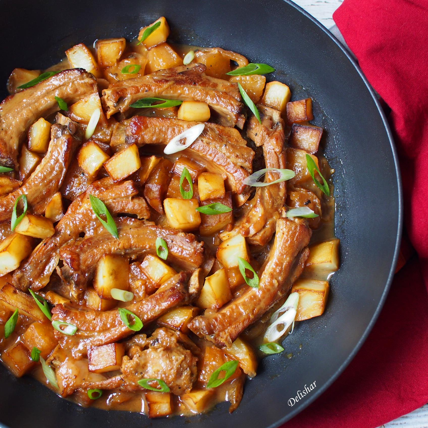 Braised Caribbean Pork Shoulder with Pineapple and Scotch Bonnet