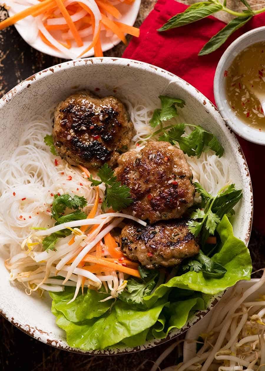 Vietnamese-Inspired Lemongrass Pork Meatballs with Nuoc Cham
