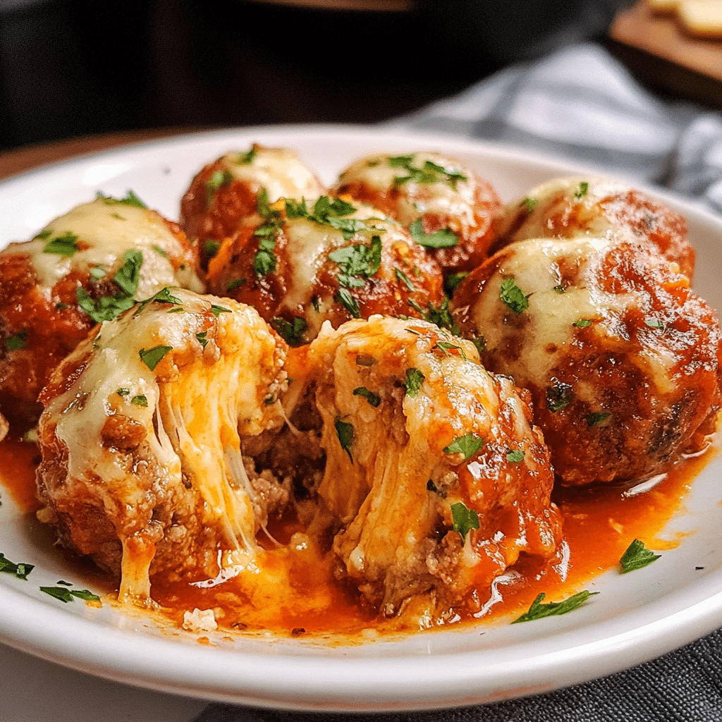 Cheese-Stuffed Meatballs with Zucchini Marinara