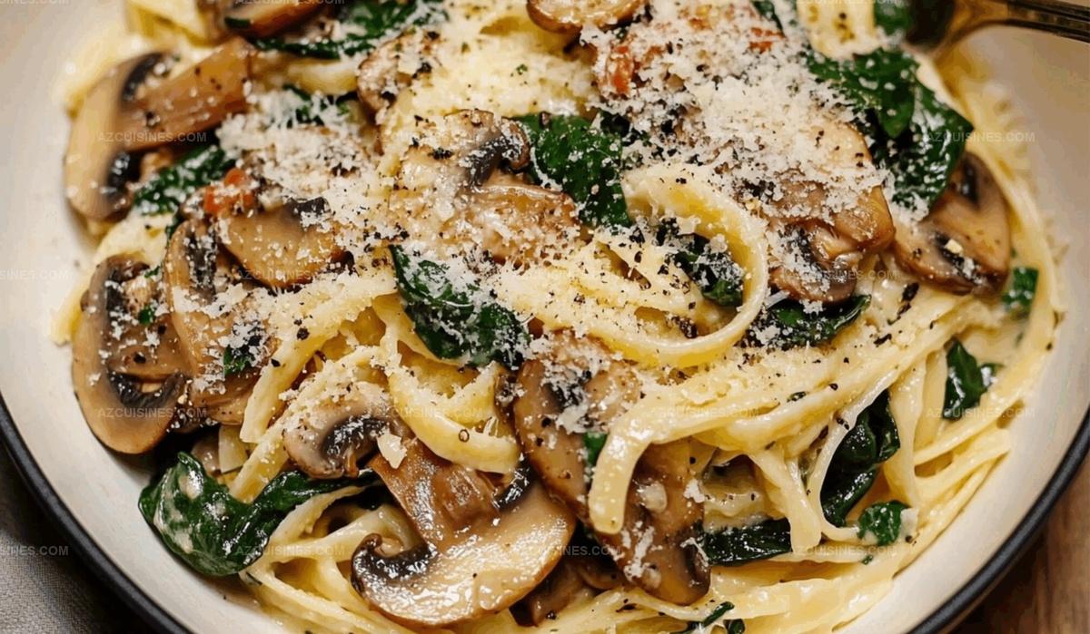 One-Pot Garlic Parmesan Pasta with Spinach and Mushrooms