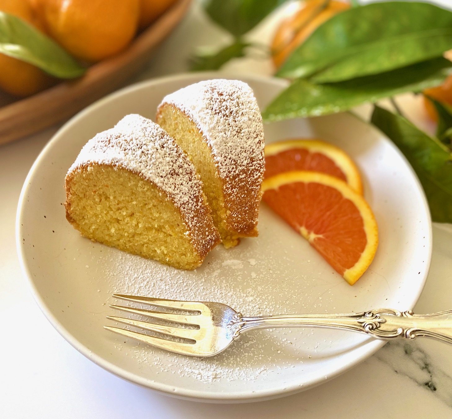 Glazed Orange Olive Oil Cake Slices