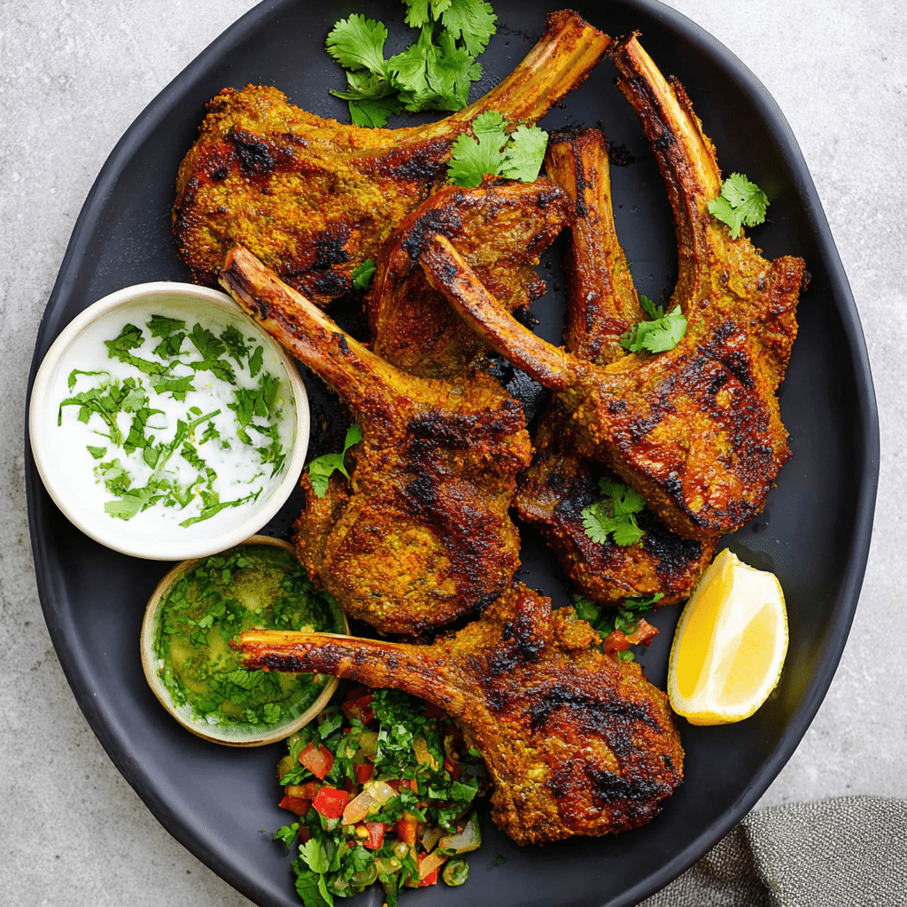 Tandoori-Spiced Grilled Lamb Chops with Mint Yogurt Sauce