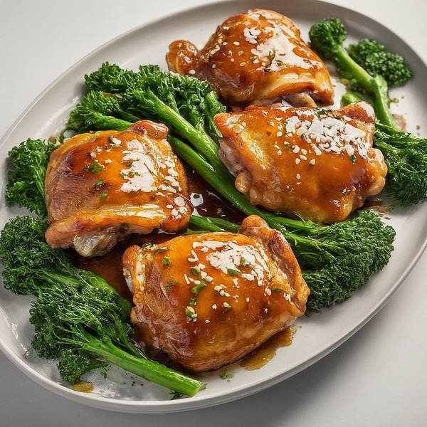 Miso-Glazed Chicken Thighs with Steamed Broccoli