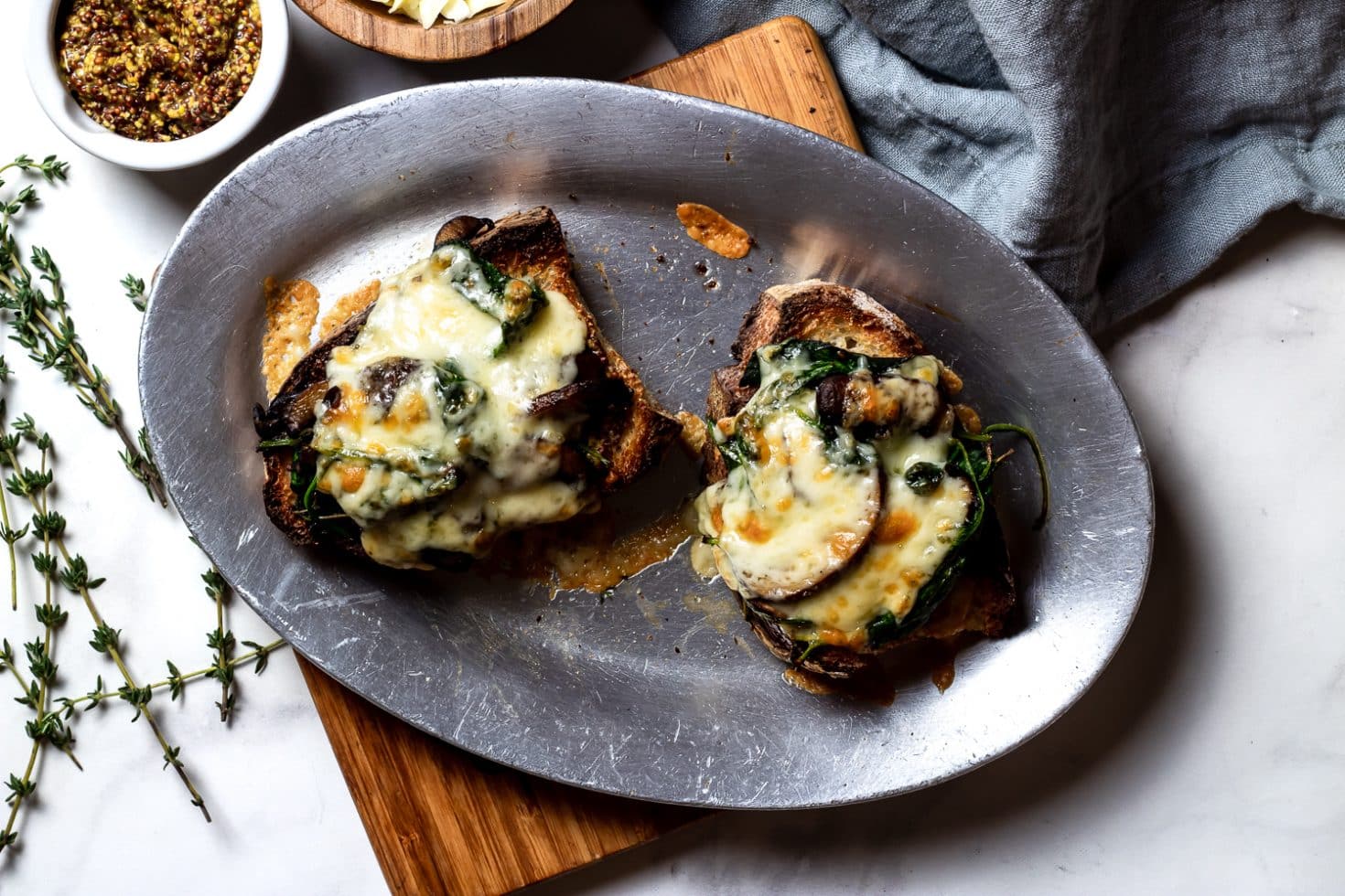 Open-Faced Wisconsin Cheddar and Mushroom Melt