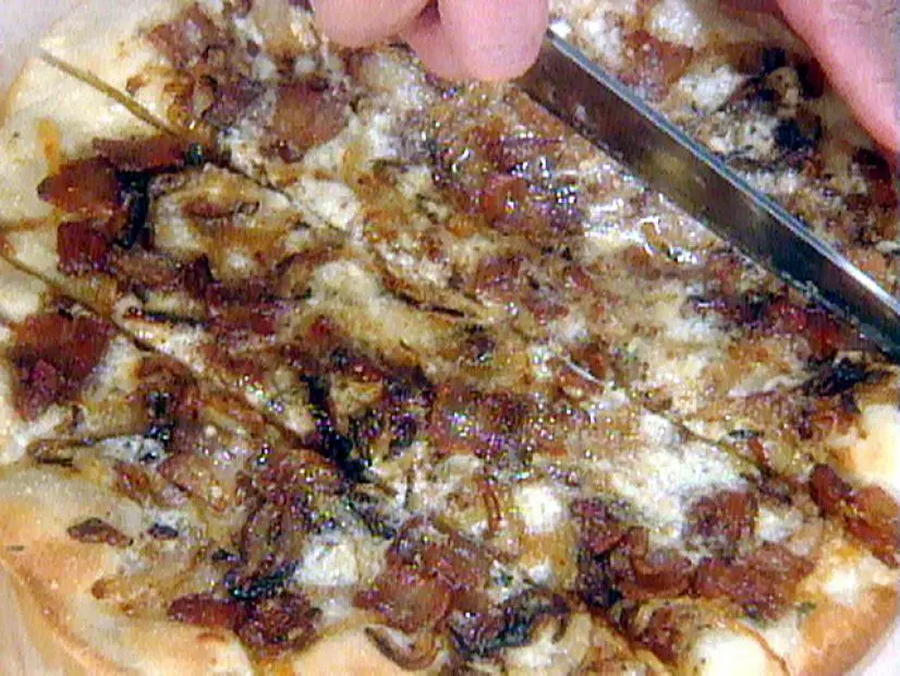 Smoked Applewood Bacon and Gouda Pizza with Caramelized Onions