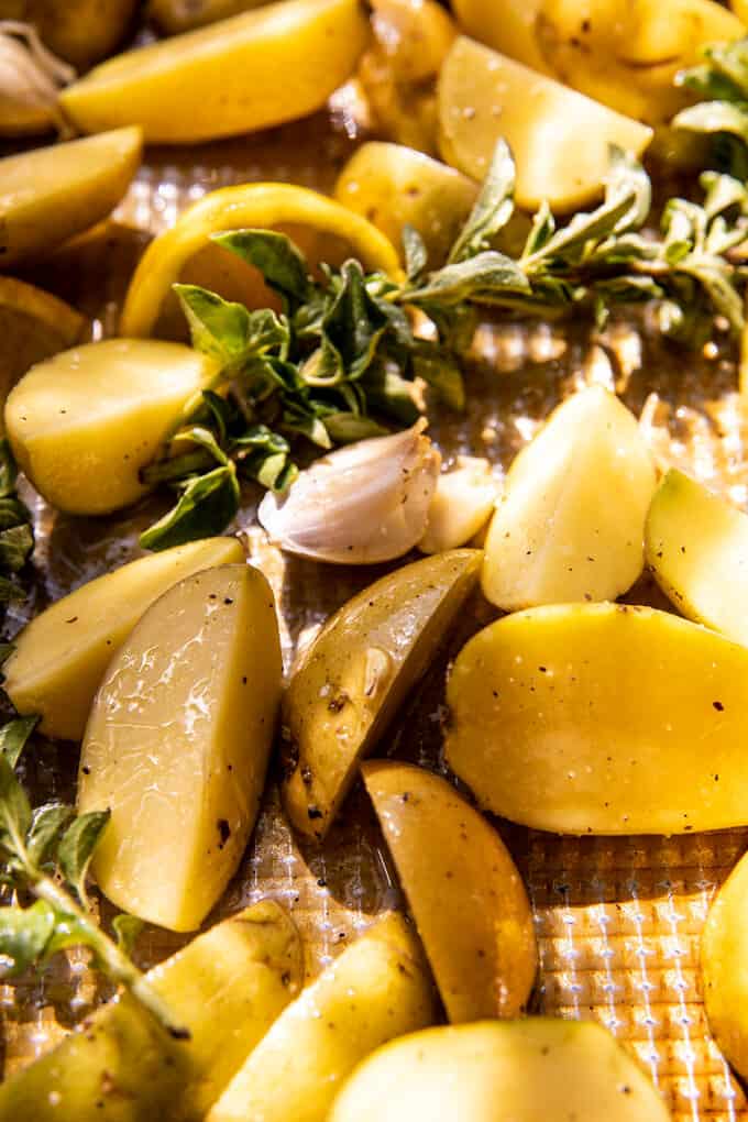 Lemon-Oregano Roasted Potatoes with Garlic and Olive Oil