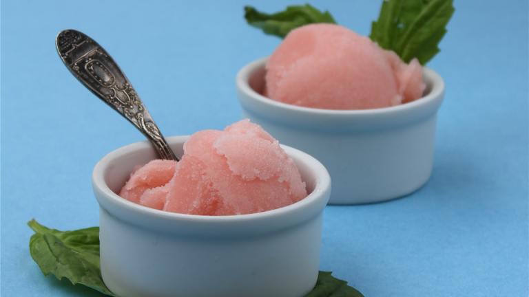 Aperol-Infused Orange Sorbet with Basil