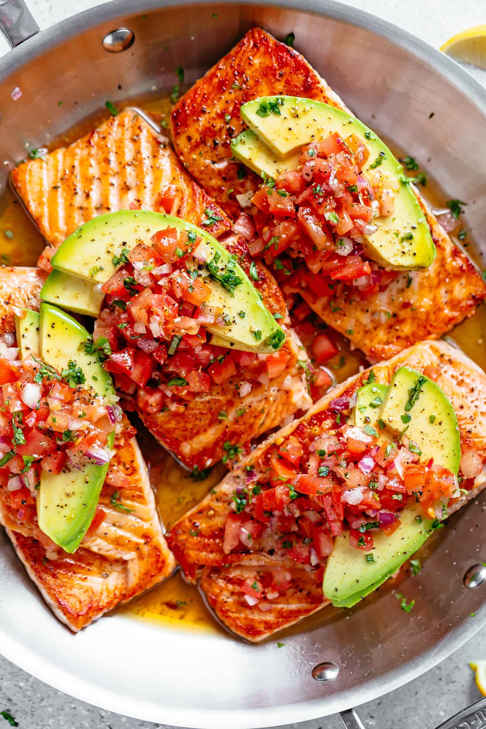 Pan-Seared Salmon with Creamy Avocado Salsa Verde