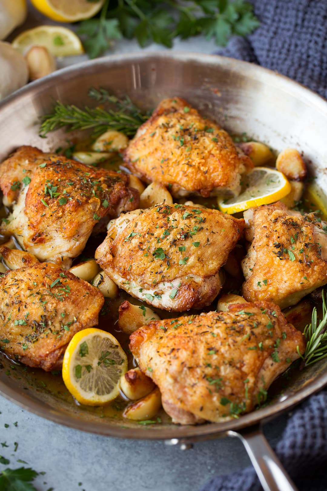 Pan-Seared Chicken Thighs with Lemon and Garlic Butter Sauce