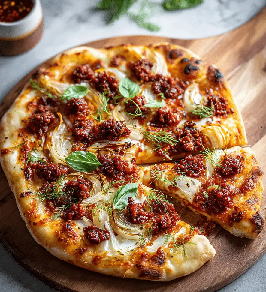 Stone Oven Fire-Roasted Pizza with Charred Pepperoni and Roasted Garlic