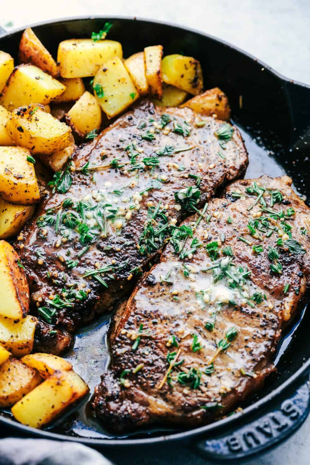 Grilled Texas-Style Ribeye with Garlic Herb Butter