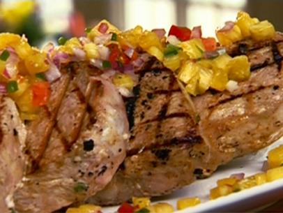 Bourbon-Spiced Pork Chops with Charred Pineapple Salsa