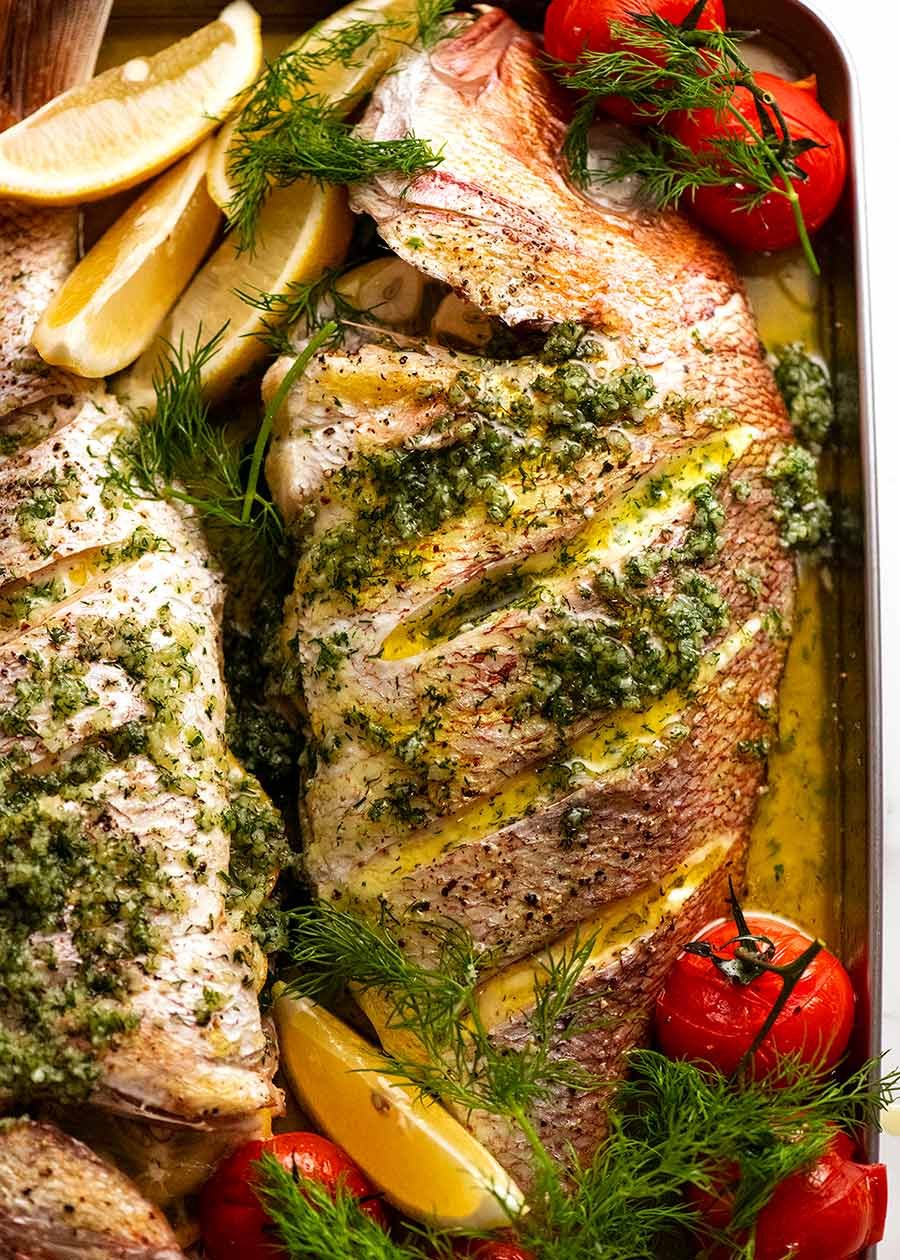 Black Sea Baked Fish with Crimean Herb Sauce