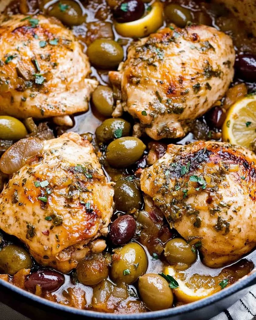 Roasted Lemon-Garlic Chicken with Mediterranean Olives