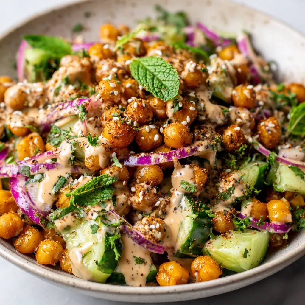 Toasted Chickpea and Za'atar Salad with Lemon Tahini Dressing
