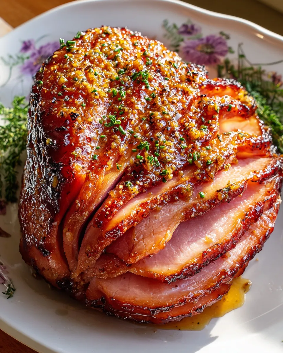 Rosemary Honey-Glazed Ham with Dijon Mustard Drizzle