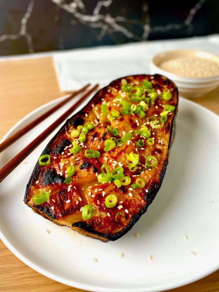 Seared Miso-Glazed Eggplant with Scallions and Sesame