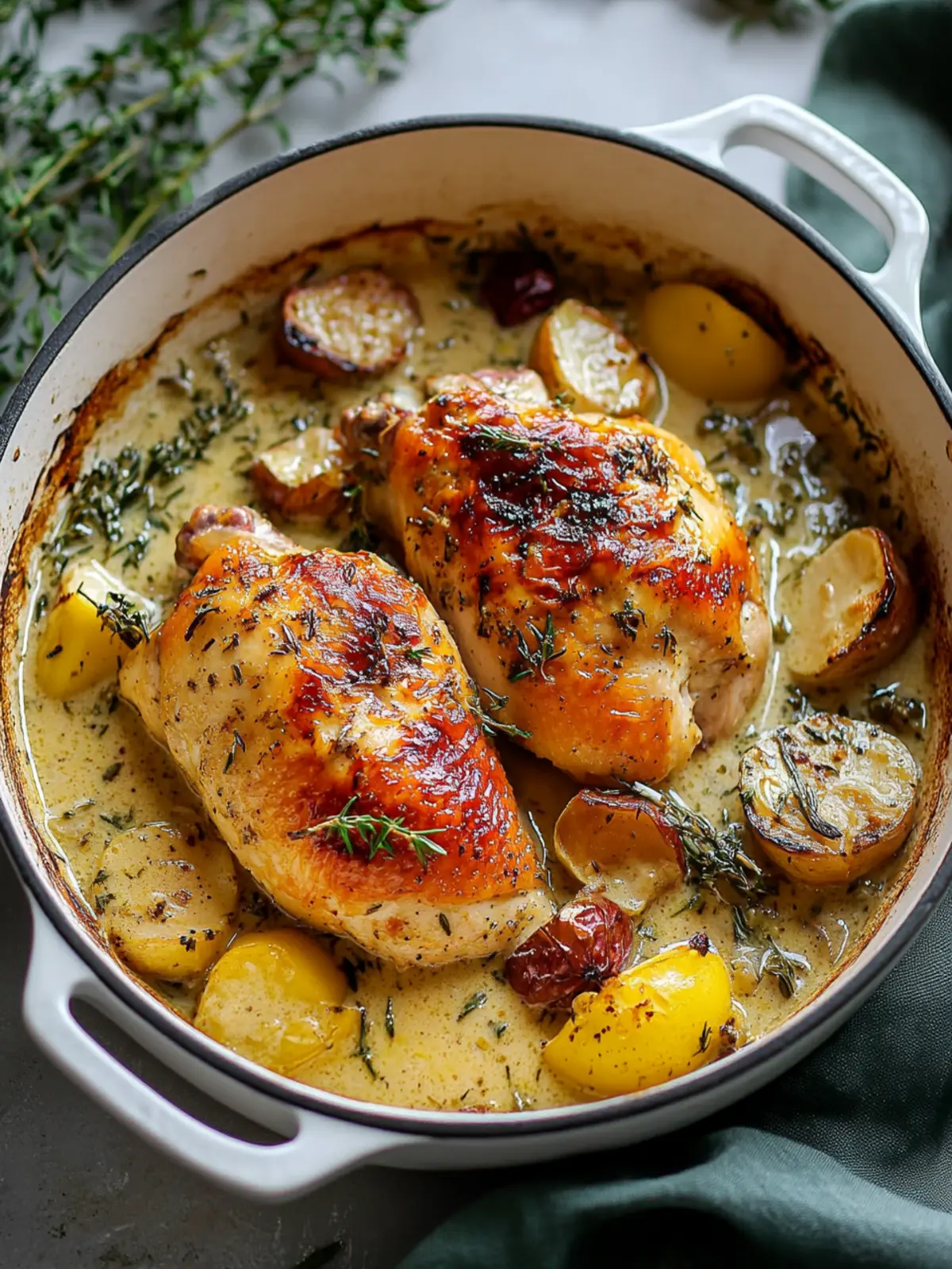 Herb-Rubbed Roast Chicken with White Wine Pan Sauce