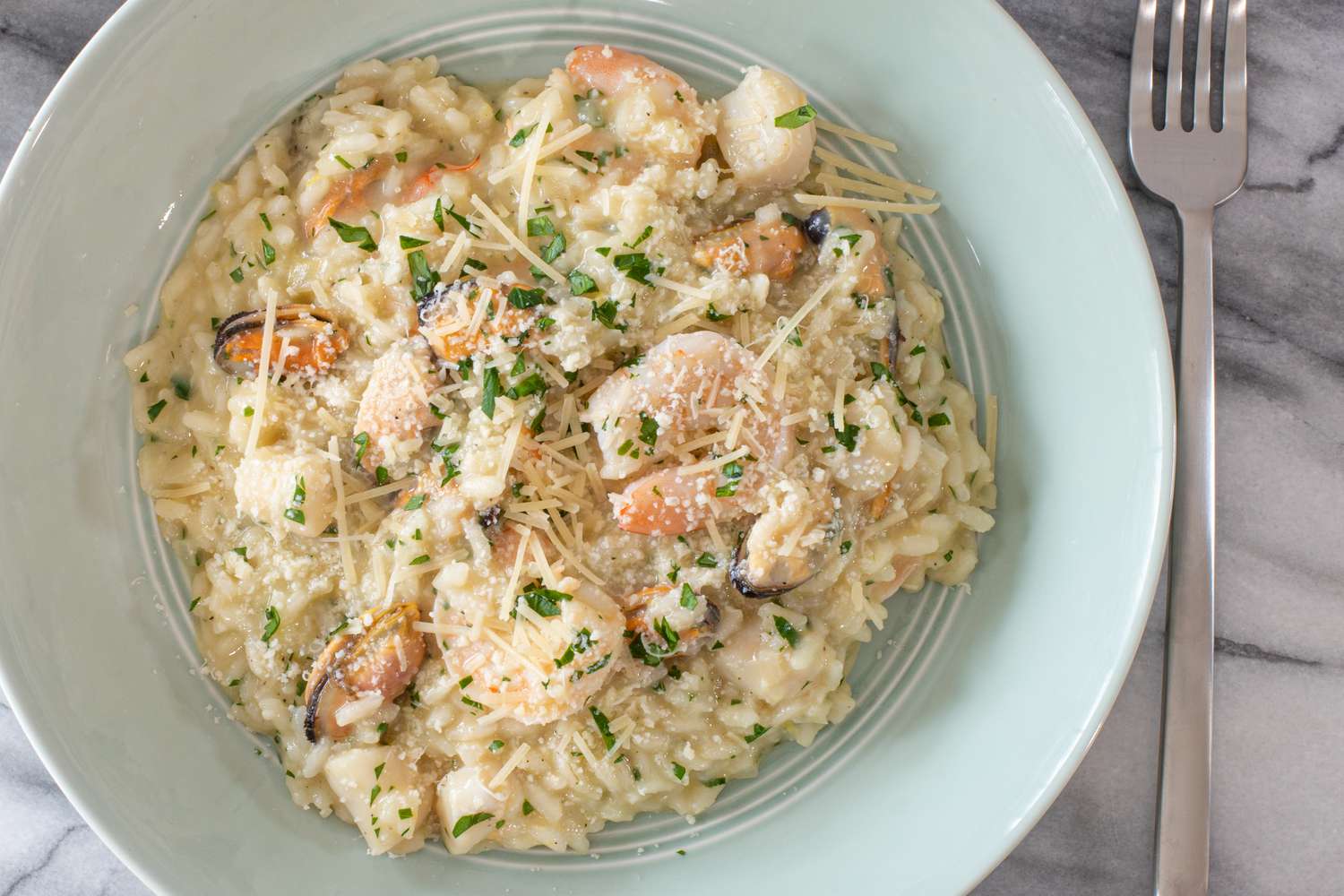 Classic Italian Seafood Risotto with White Wine and Parmesan