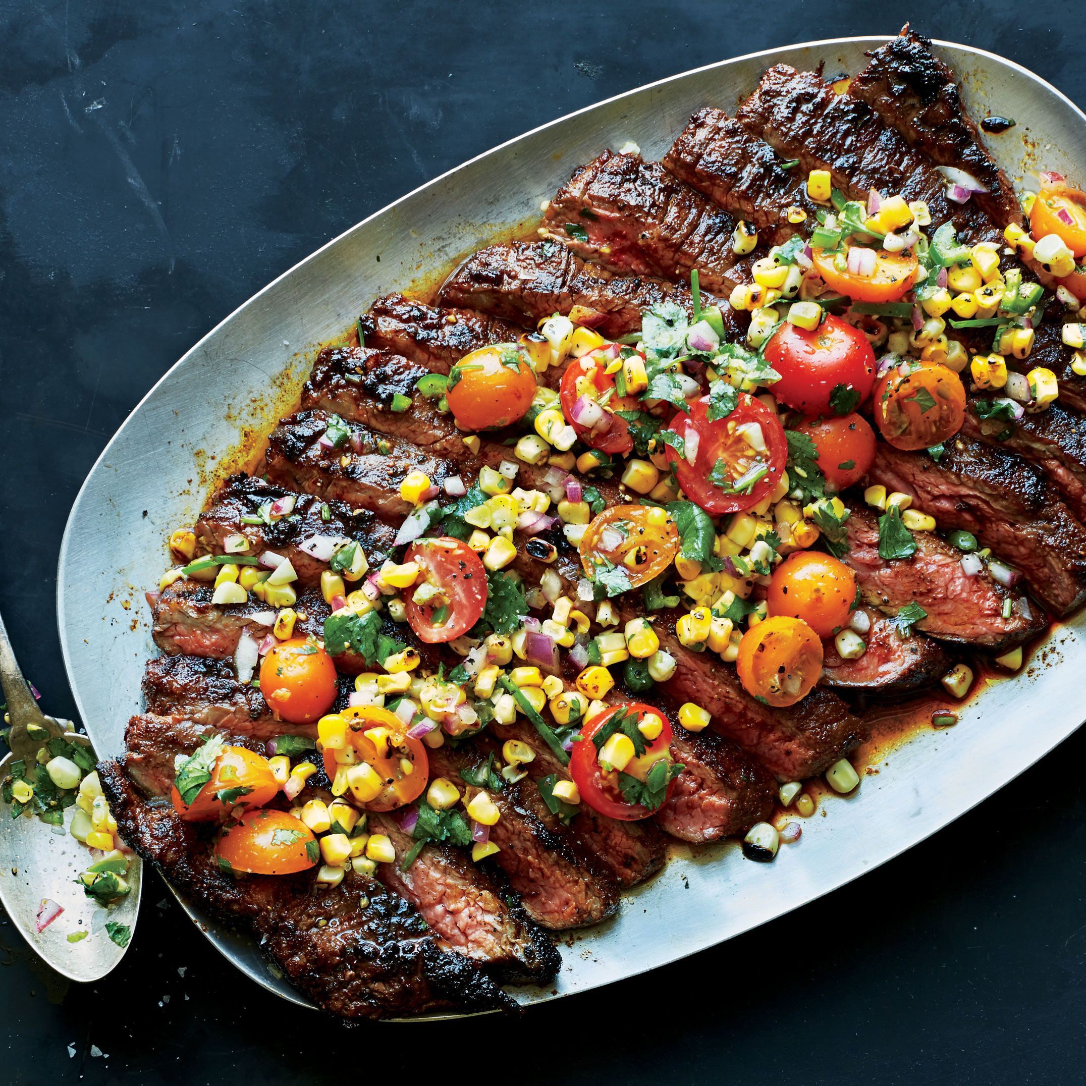 Grilled Lime-Marinated Flank Steak with Charred Corn Salsa