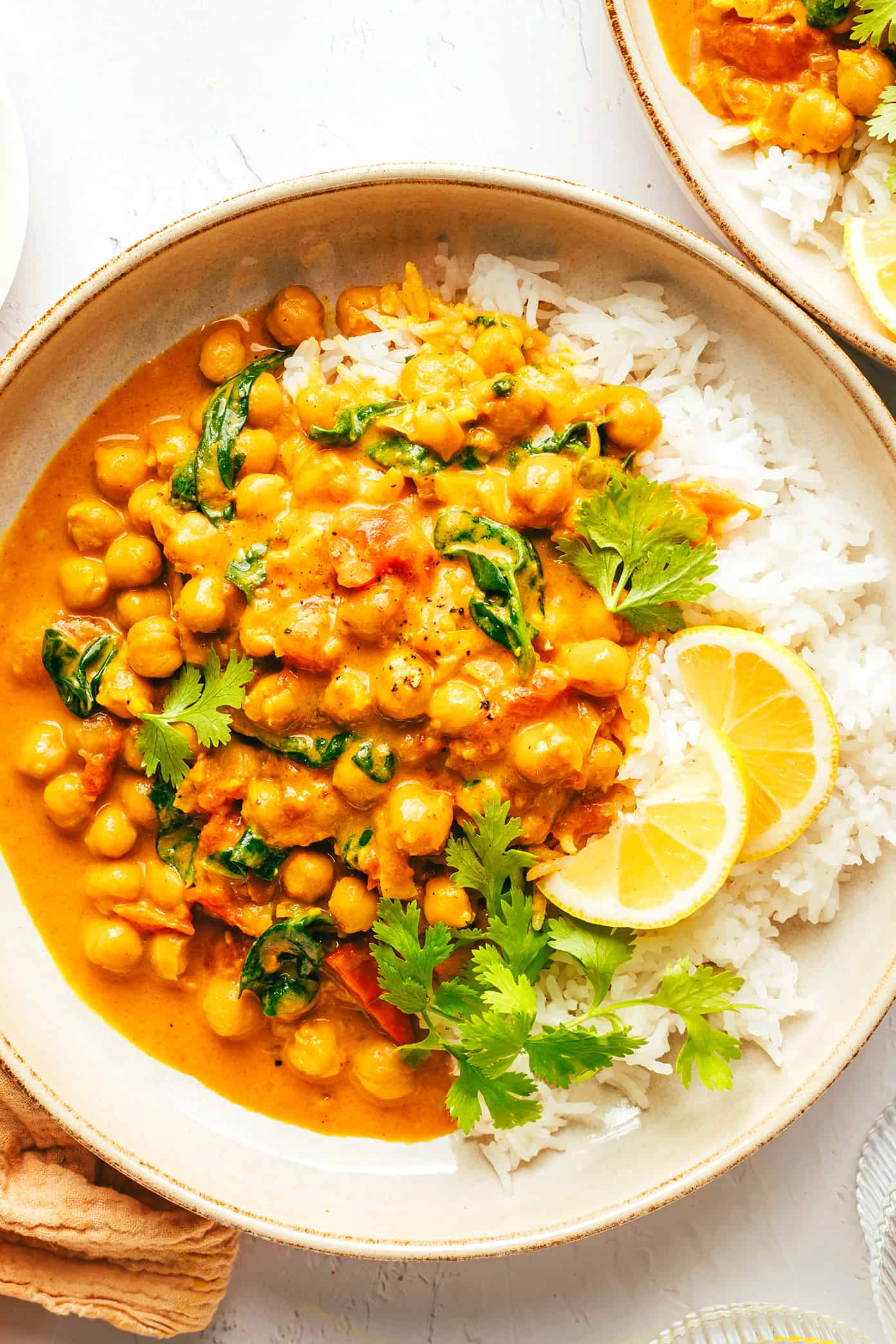 One-Pot Coconut Curry Chickpea Stew with Spinach