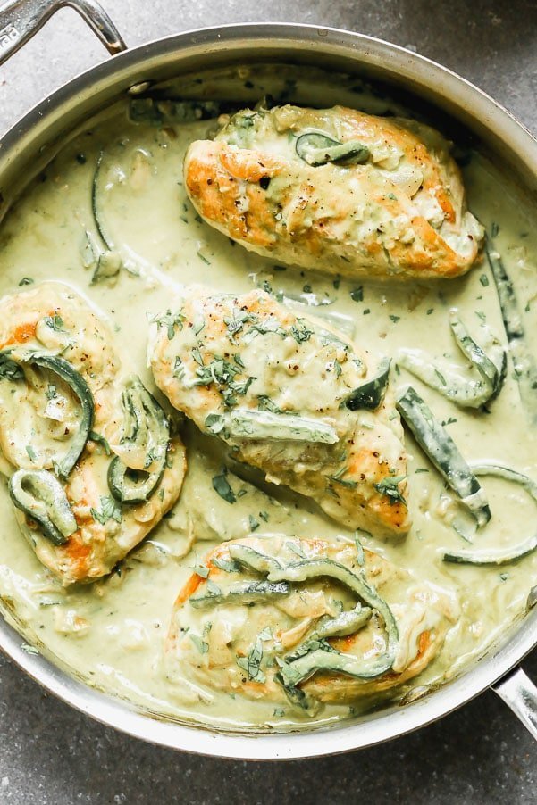 Pan-Seared Chicken with Creamy Poblano Sauce