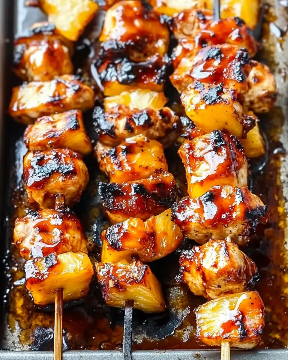 Rum-Glazed Grilled Pineapple Chicken Skewers