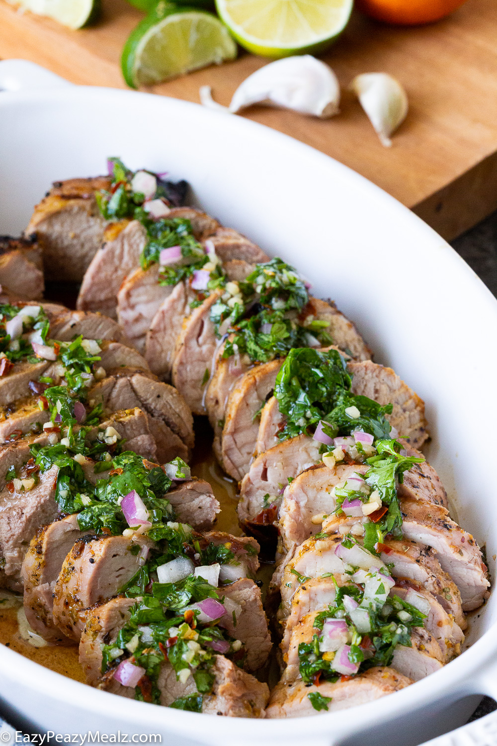 Grilled Citrus-Marinated Pork Tenderloin with Chimichurri Sauce
