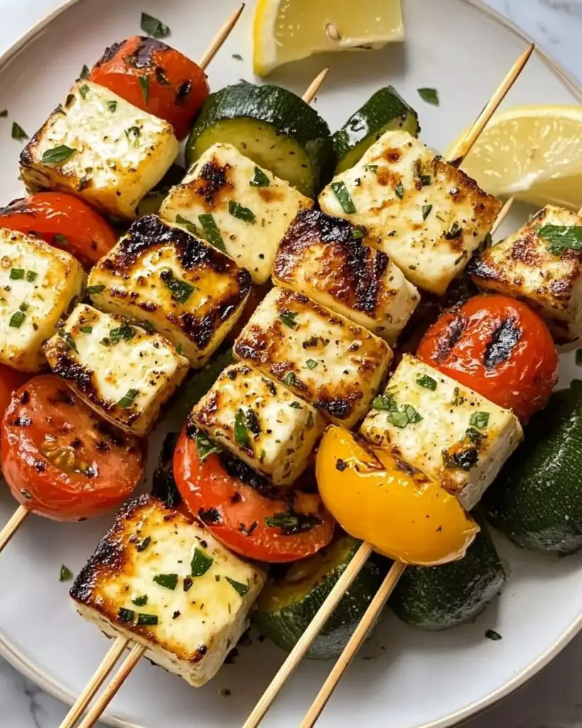 Half-and-Half Grilled Vegetable and Halloumi Skewers