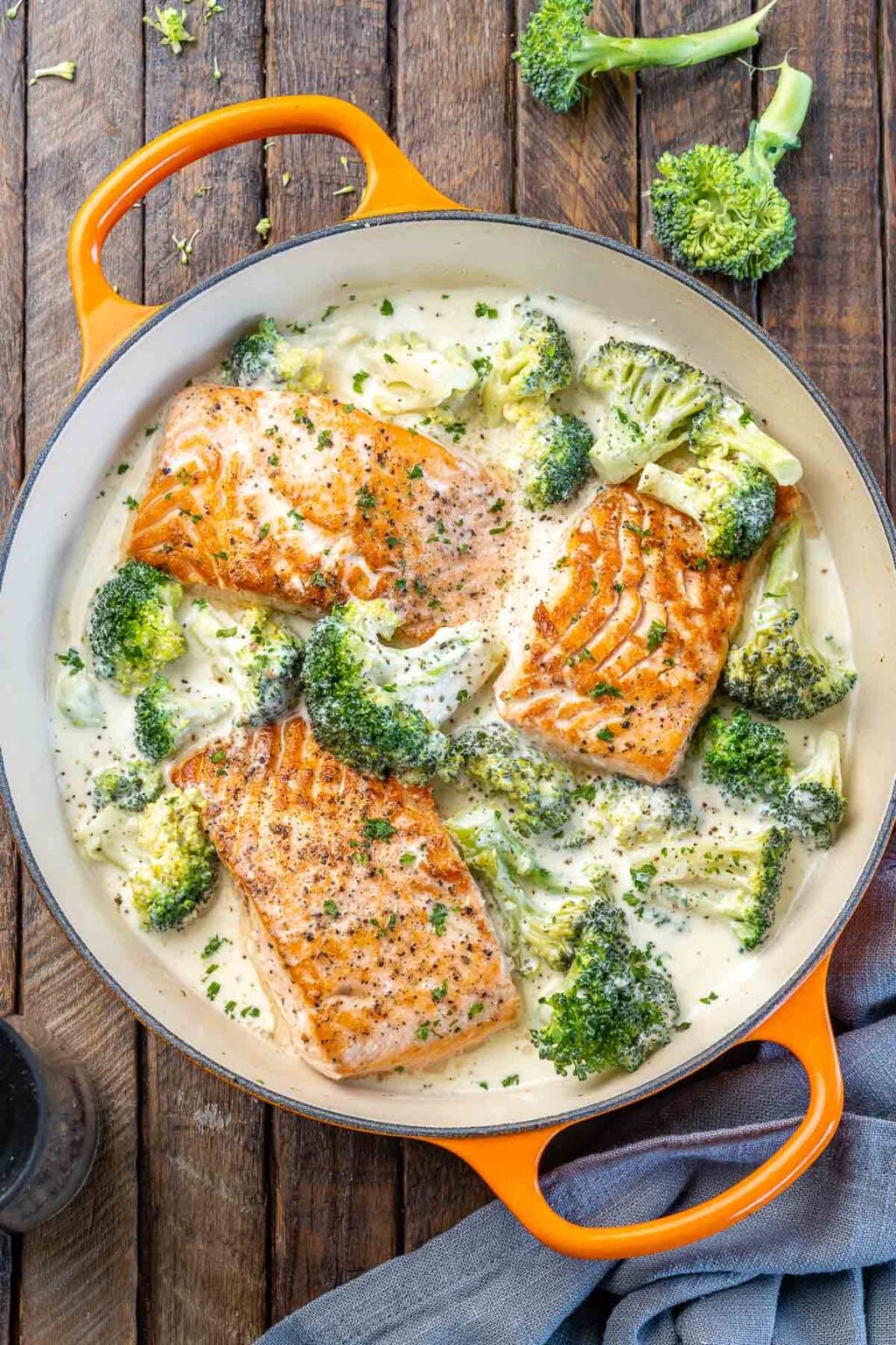 Pan-Seared Salmon with Lemon-Dill Yogurt Sauce and Charred Broccoli