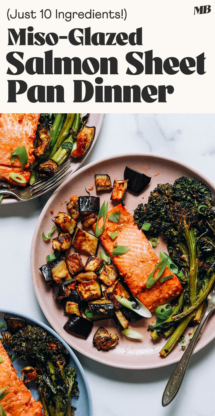 Pan-Seared Salmon with Miso-Glazed Eggplant and Scallions