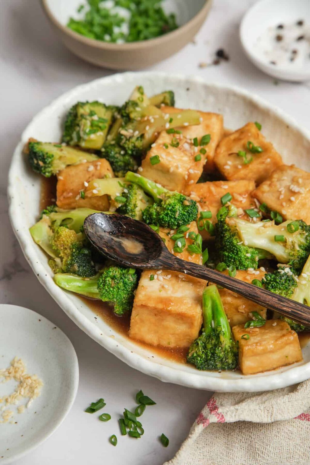 Crispy Tofu Stir-Fry with Broccoli and Ginger Soy Sauce